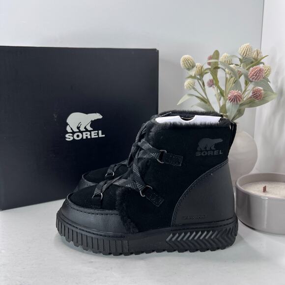 Sorel Ona Ave Alpine Waterproof Winter Boots Lace Up Black Women's 7 NWB - Picture 1 of 10
